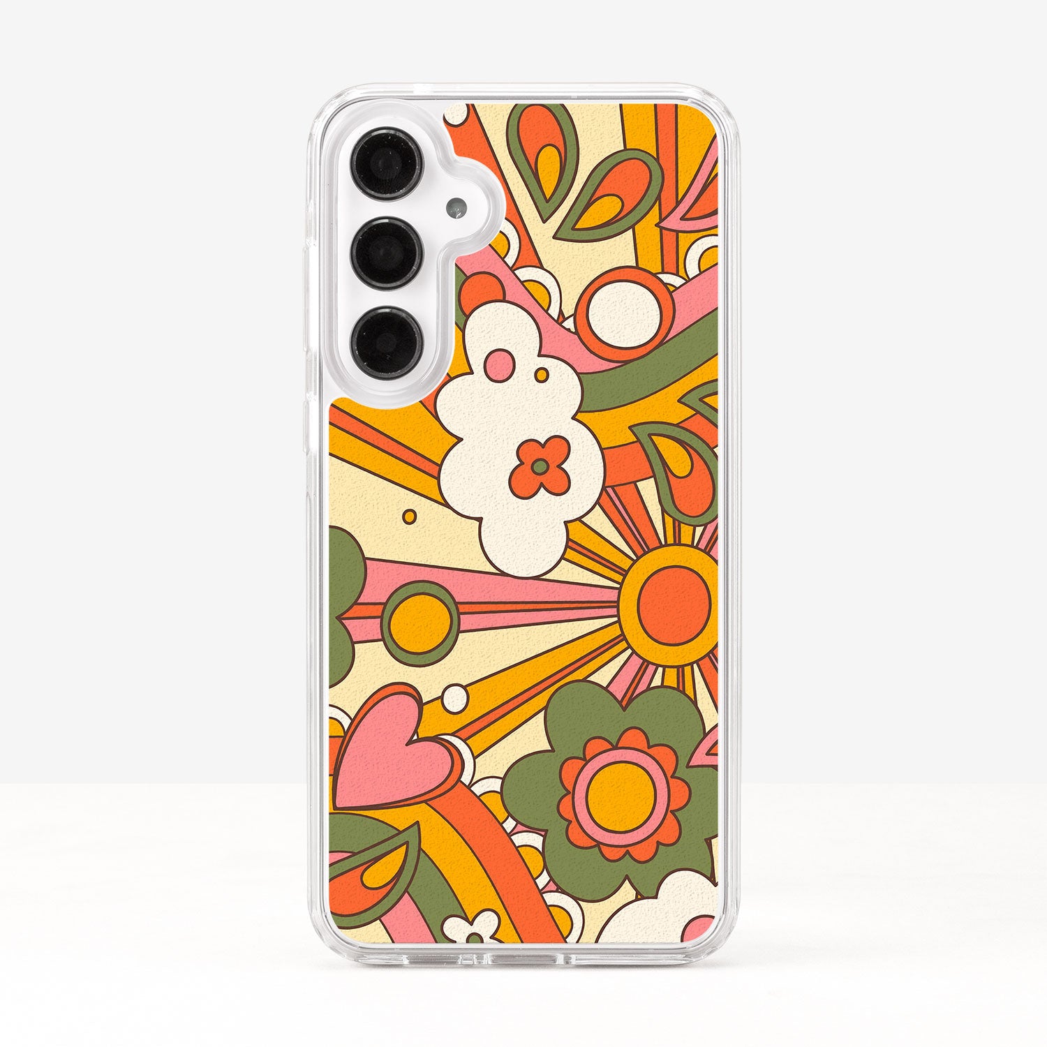 Vintage Retro 60s 70s Aesthetic Floral Pattern Pop Colours Phone Case