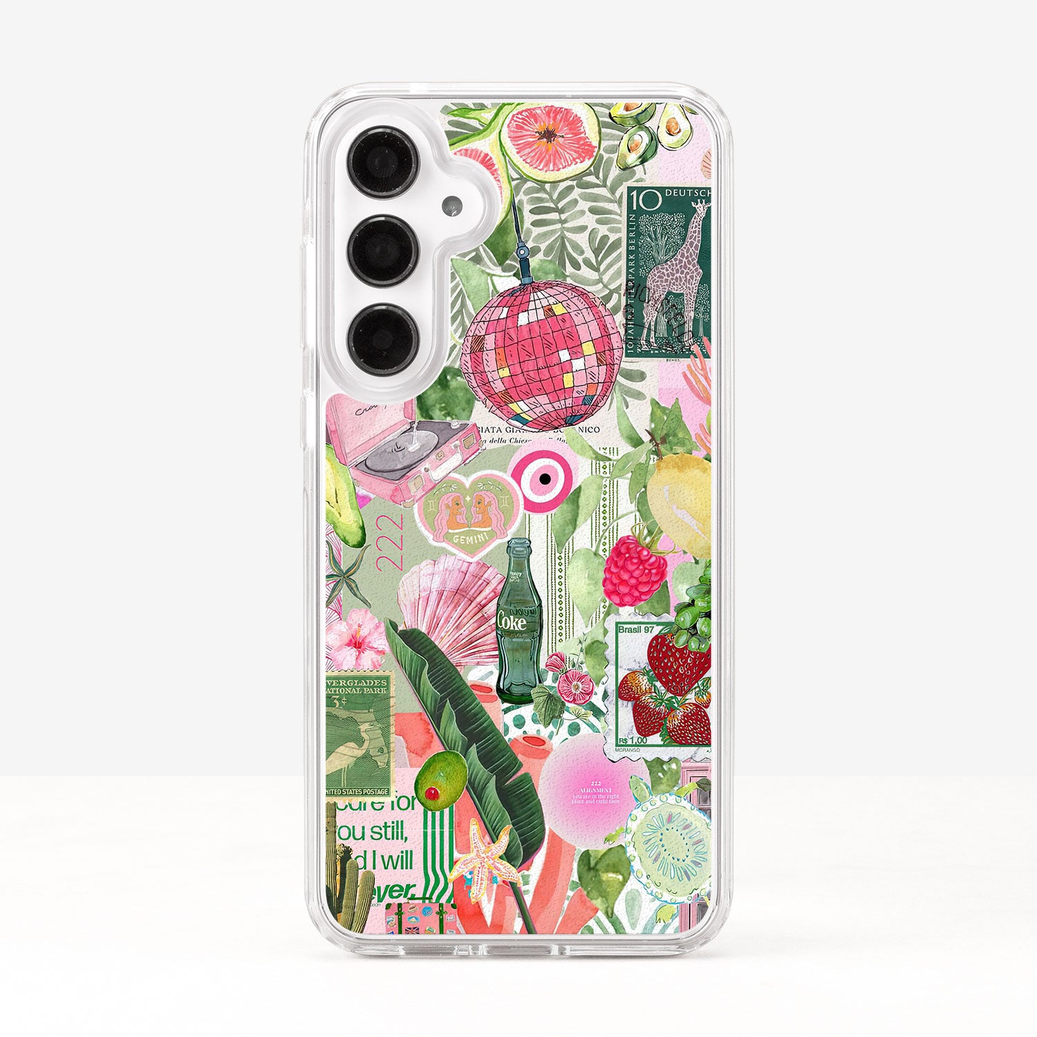 Coquette Collage Preppy and Cute Green Pink Aesthetic Phone Case