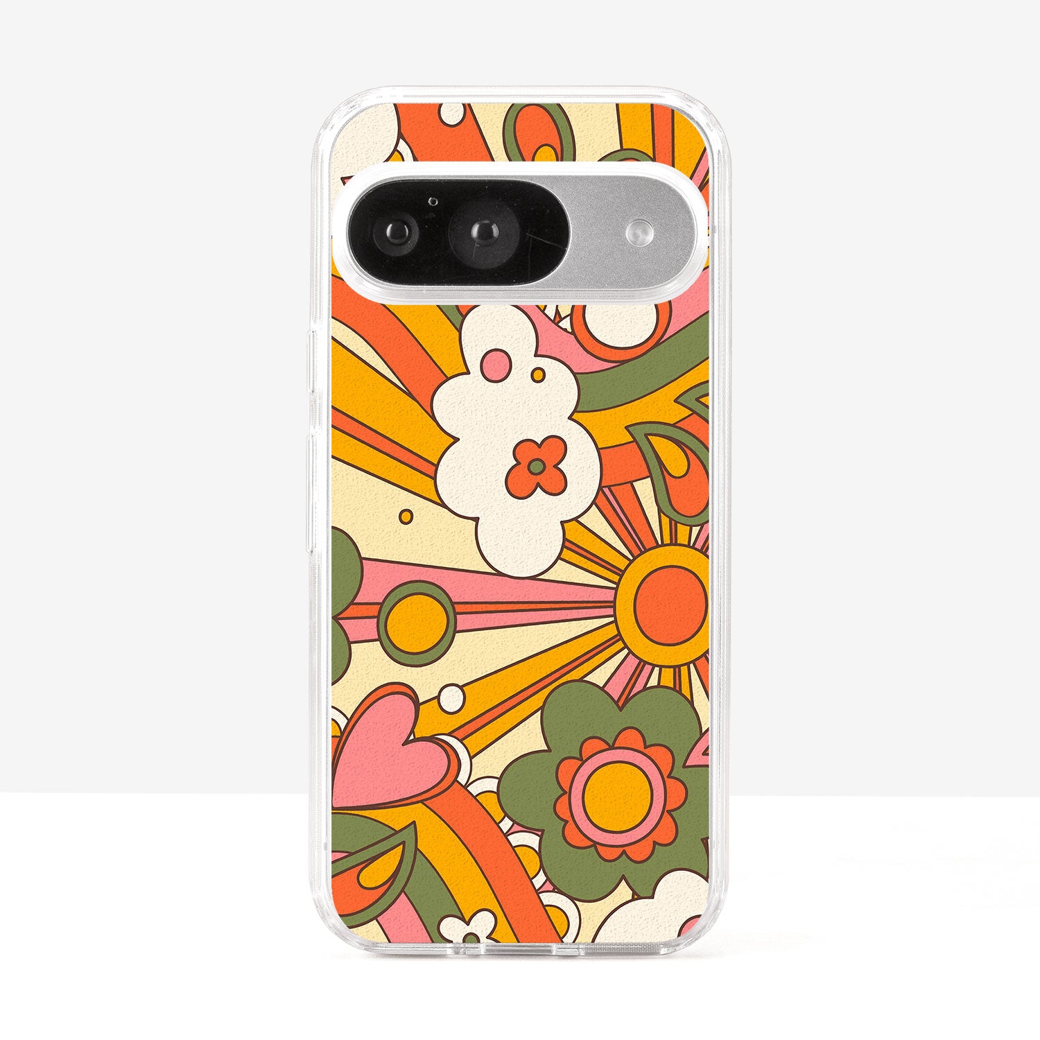 Vintage Retro 60s 70s Aesthetic Floral Pattern Pop Colours Phone Case