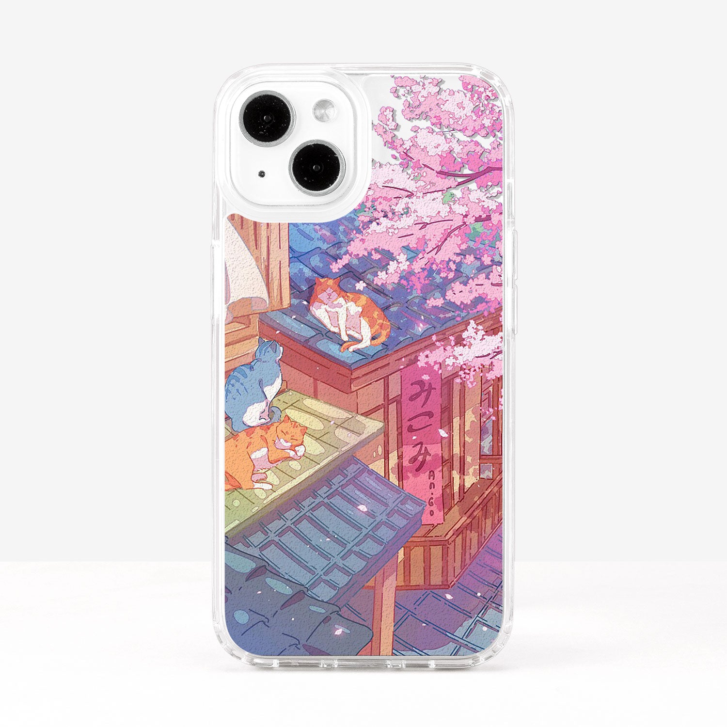 Cute Cat On The Roof Pink Cherry Blossom Phone Case