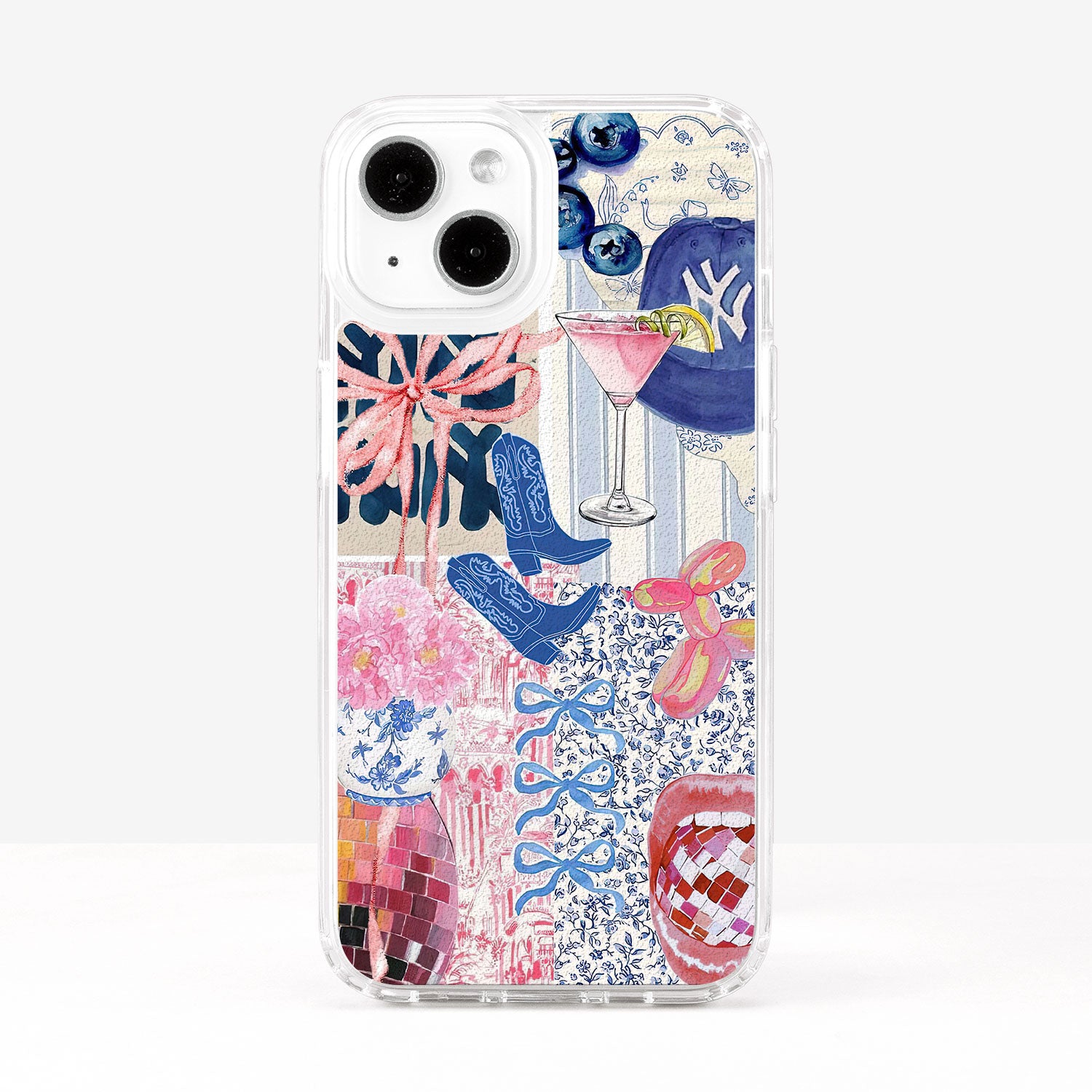 Coquette Collage Preppy and Cute Blue Pink Aesthetic Phone Case