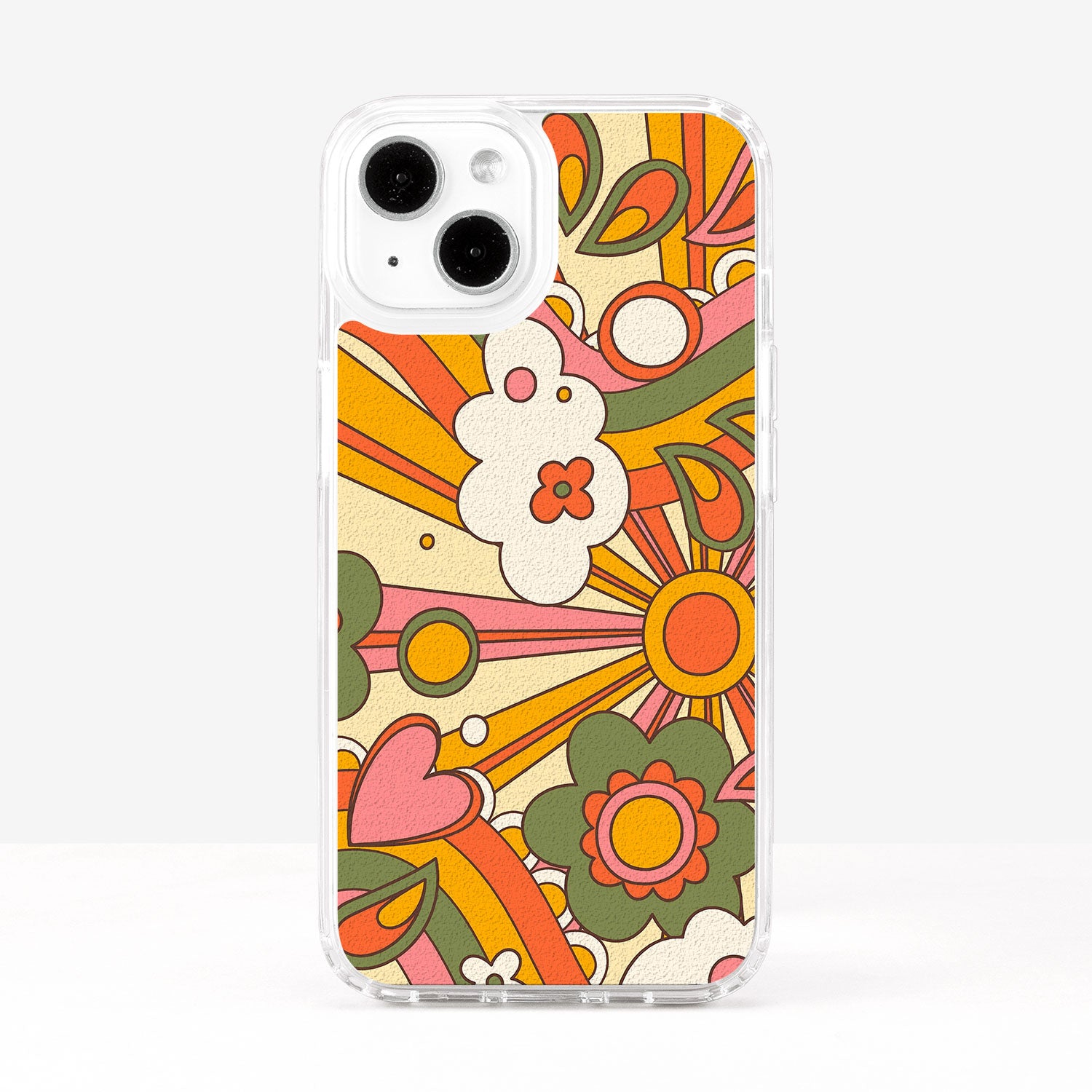 Vintage Retro 60s 70s Aesthetic Floral Pattern Pop Colours Phone Case