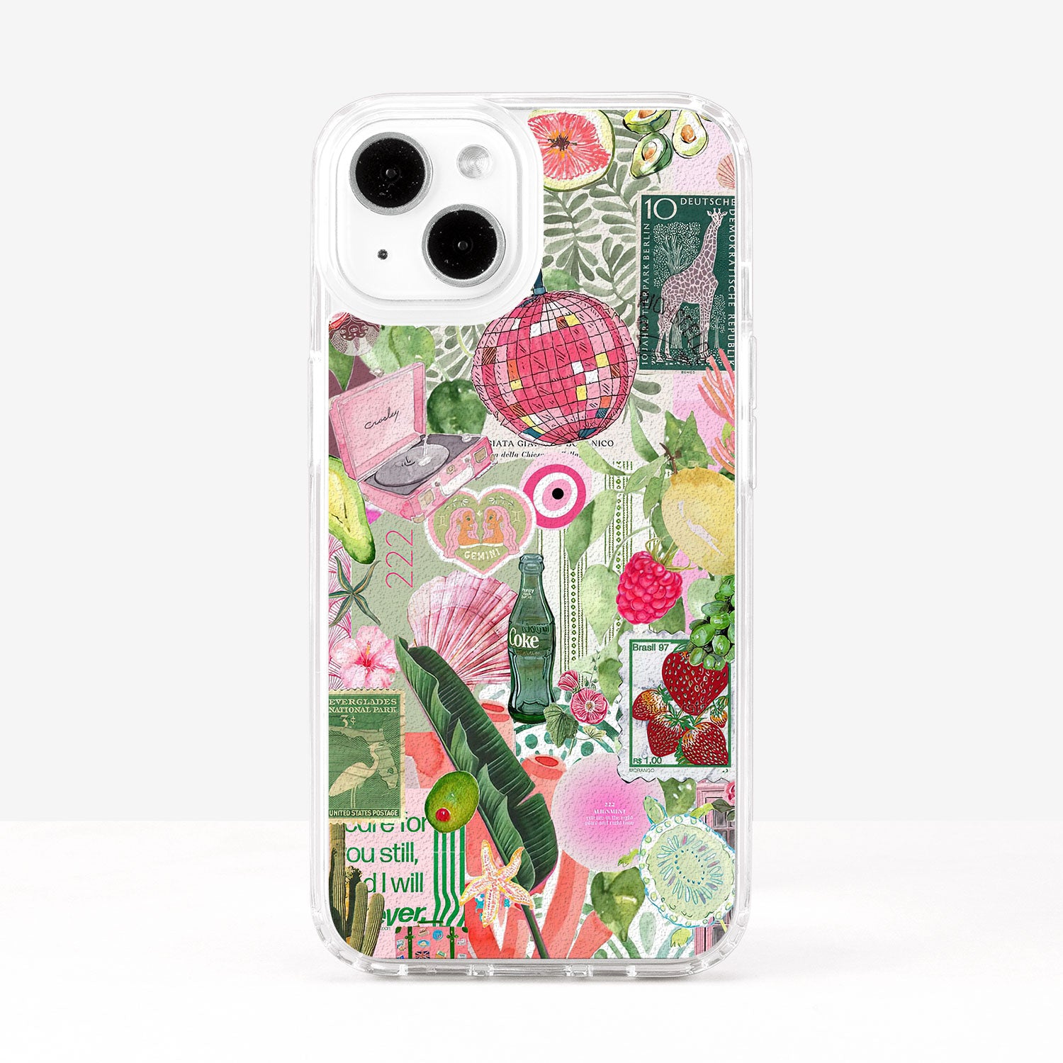 Coquette Collage Preppy and Cute Green Pink Aesthetic Phone Case