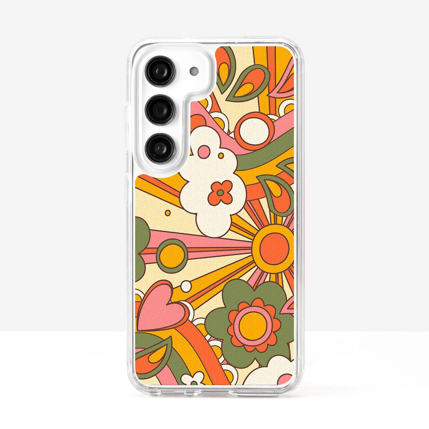 Vintage Retro 60s 70s Aesthetic Floral Pattern Pop Colours Phone Case